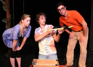Lindsey Newell, Jayme Andrew Bell and Louis Gregory in "The Great And All Wet Water Balloon Battle", Hurricane Season 2012 at The Eclectic Company Theatre.