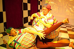 Melanie Cruz and Merileigh Moen as Tweedle Dee and Tweedle Dum